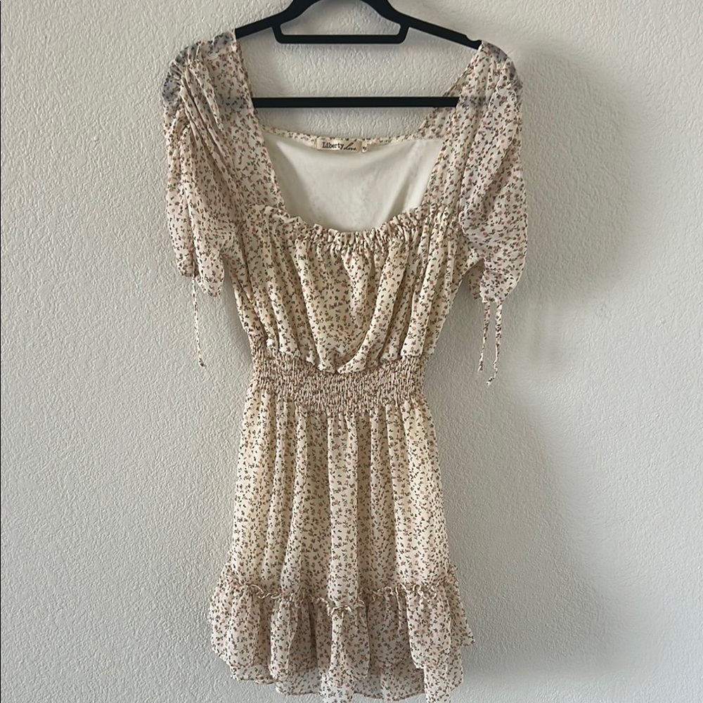 Liberty Love Tan Puff Sleeve Sundress